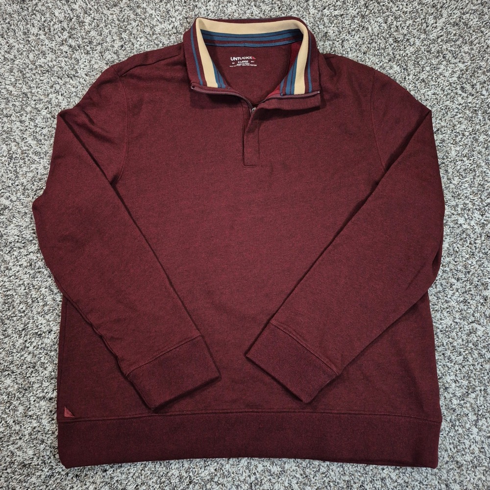 UNTUCKit‎ Quarter Zip Pullover Sweater Men's XL Corral red Regular Fit  Academia